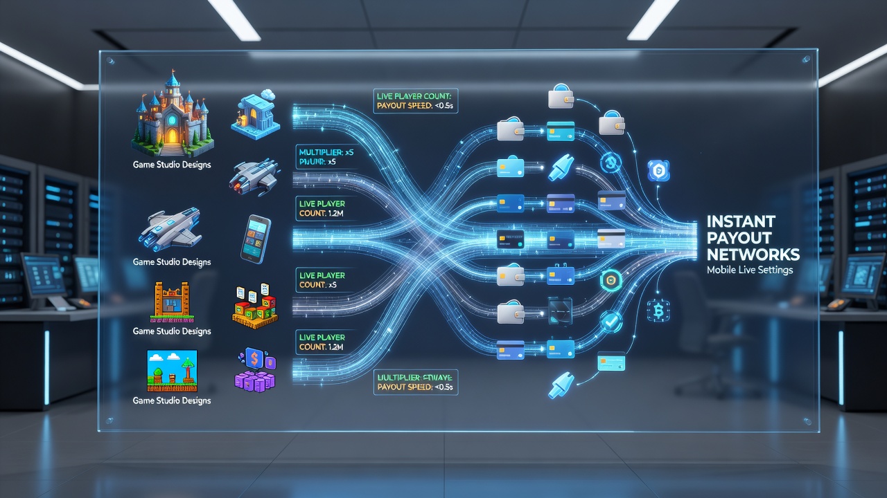 Illustration of mobile live gaming interface showing multiplier activation and payout flow